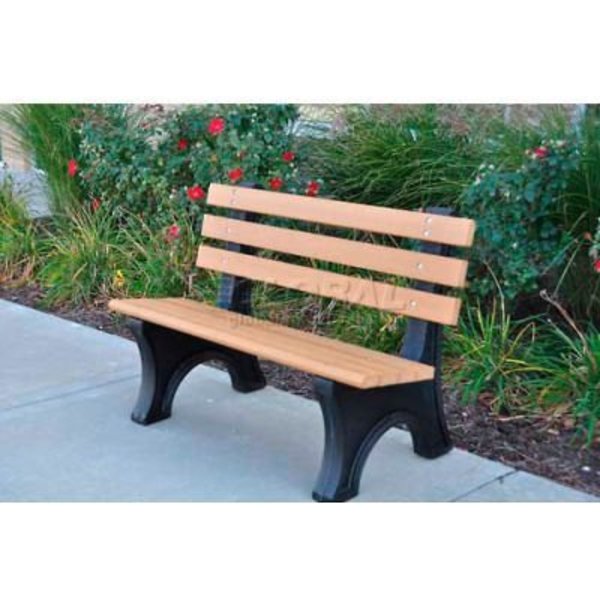 Jayhawk Plastics Frog Furnishings 4' Recycled Plastic Comfort Park Avenue Bench, Cedar Bench/Black Frame PB 4CEDCPAE